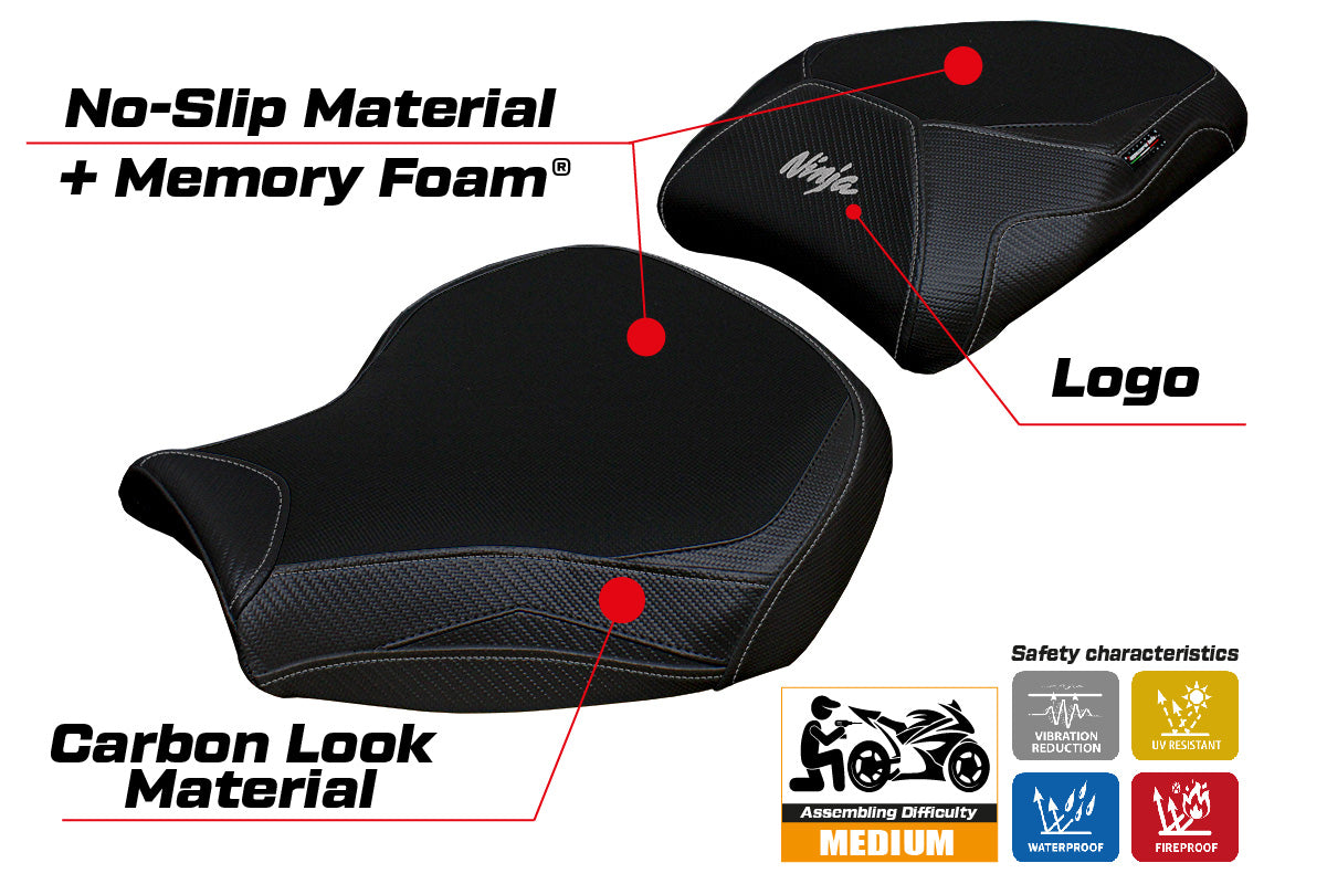 Kawasaki Ninja H2 1000SX 2018-2025 Seat Cover Tappezzeria Italia Comfort in Black