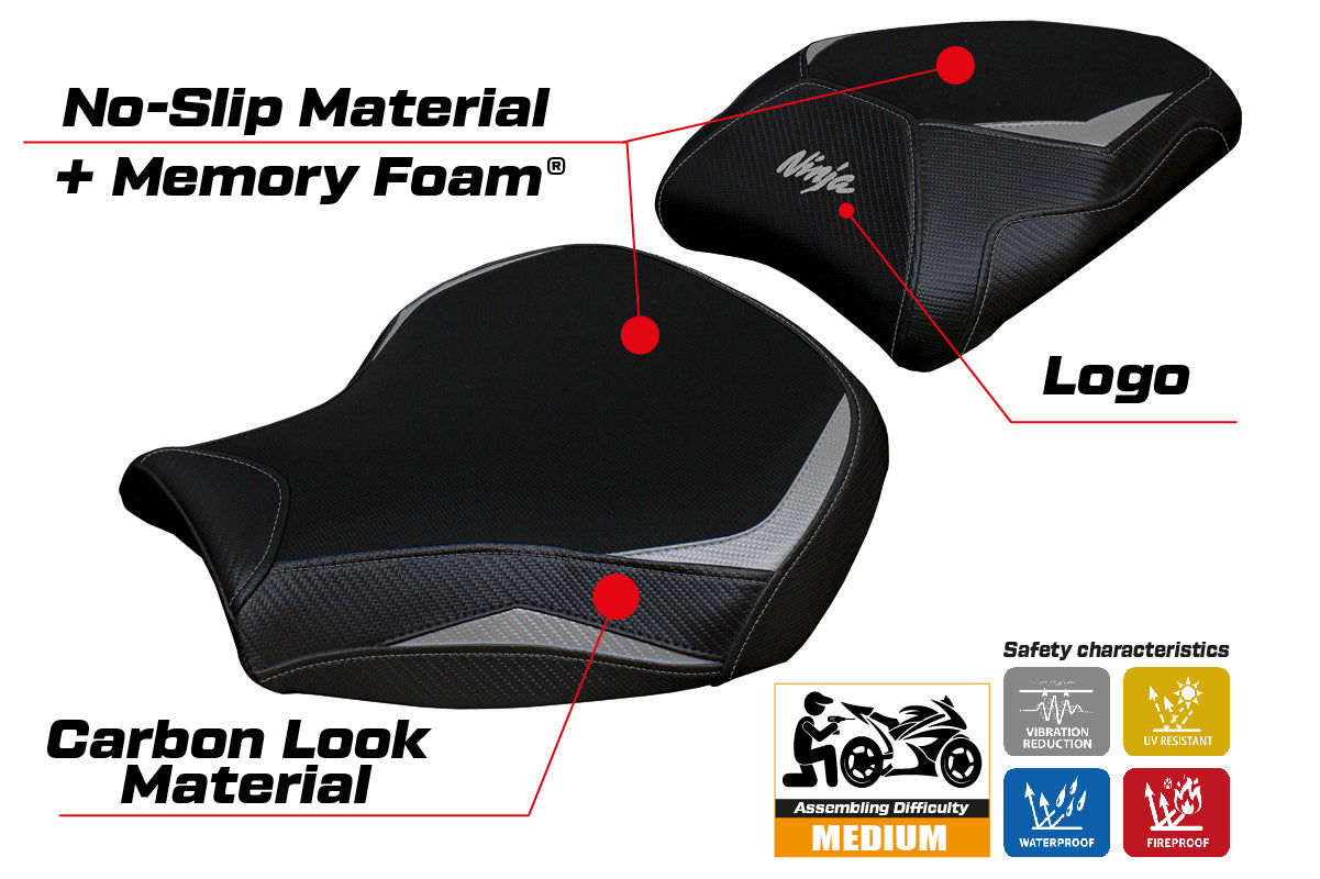 Kawasaki Ninja H2 1000SX 2018-2025 Seat Cover Tappezzeria Italia Comfort in Silver