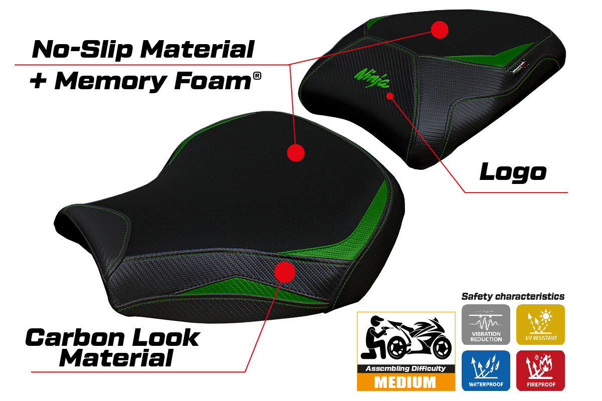 Kawasaki Ninja H2 1000SX 2018-2025 Seat Cover Tappezzeria Italia Comfort in Green