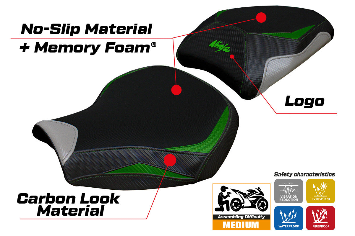 Kawasaki Ninja H2 1000SX 2018-2025 Seat Cover Tappezzeria Italia Comfort in Green SI
