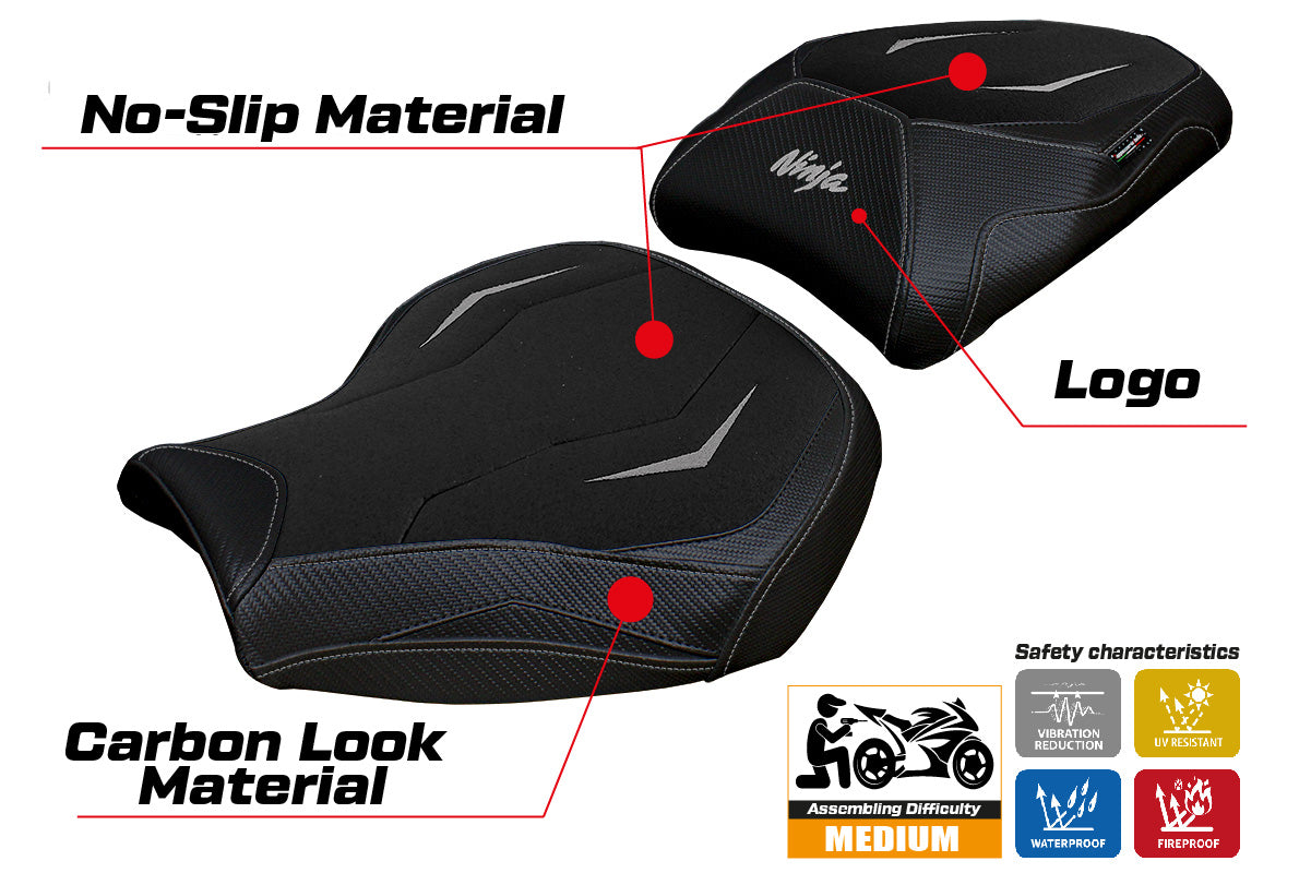 Kawasaki Ninja H2 1000SX 2018-2025 Seat Cover Tappezzeria Italia Ultragrip in Black
