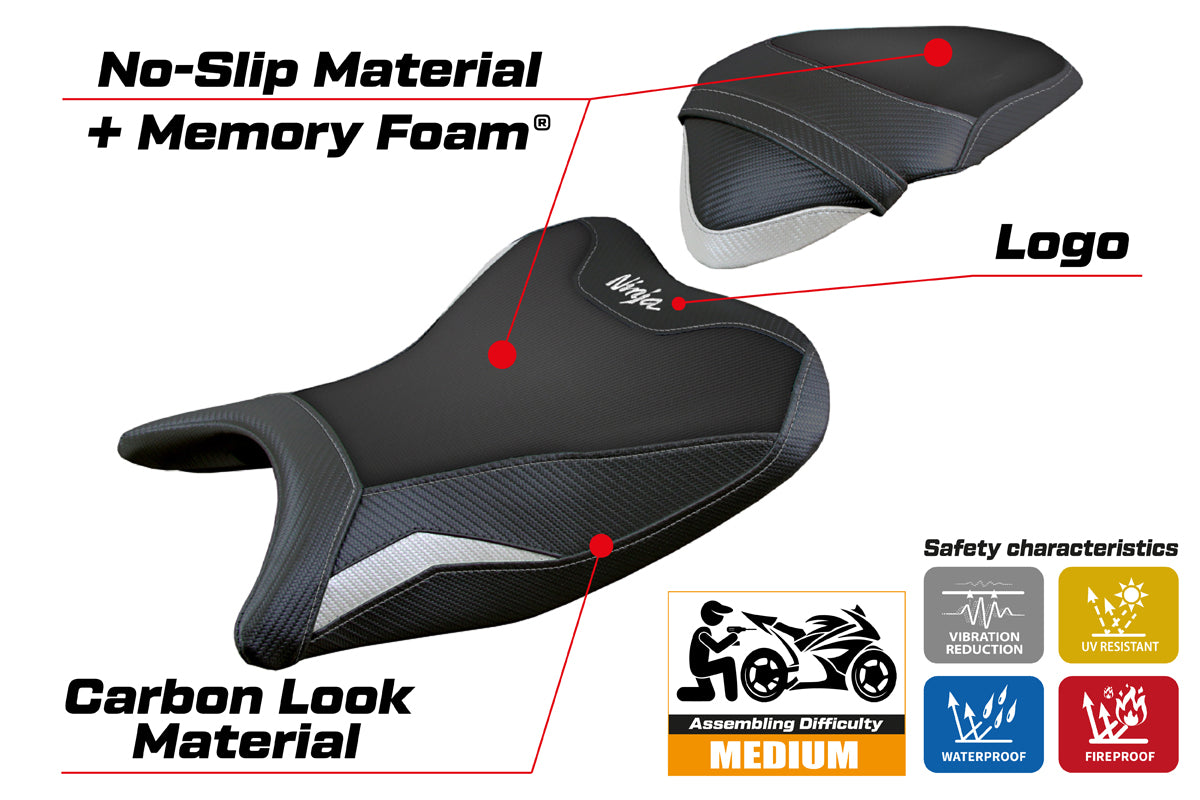 Kawasaki Ninja 250 2018 2019 Seat Cover Tappezzeria Italia Comfort in White and Black