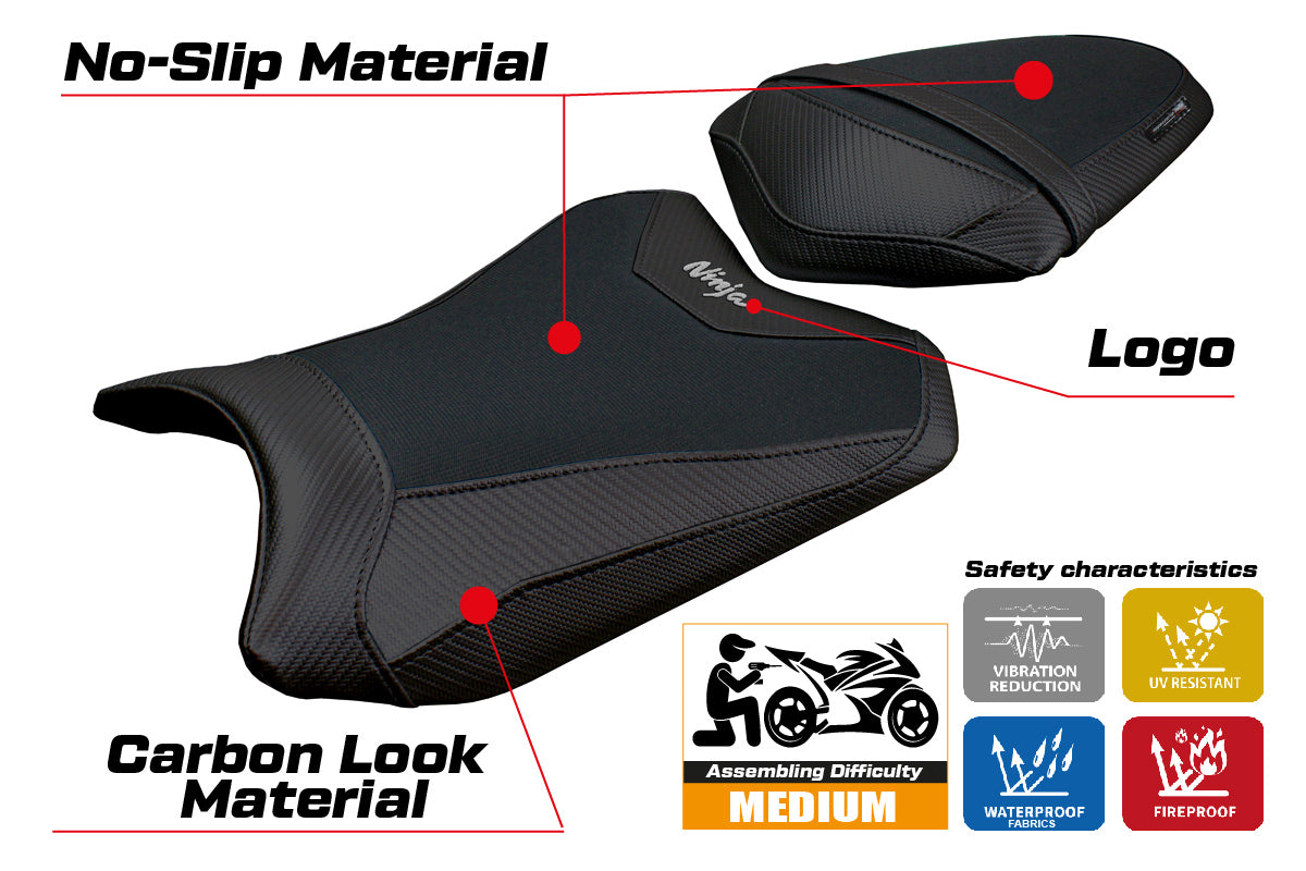 Kawasaki Ninja 300 2013 2014 2015 2016 2017 Seat Cover Tappezzeria Black
