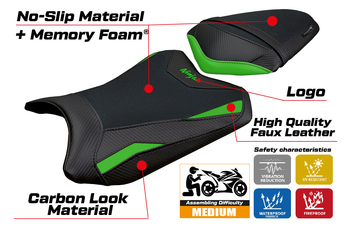 Kawasaki Ninja 300 2013 2014 2015 2016 2017 Seat Cover Tappezzeria Comfort Green