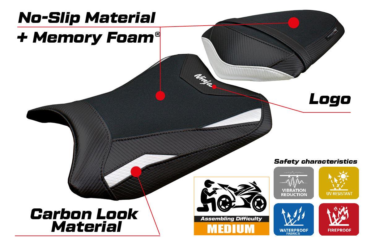 Kawasaki Ninja 300 2013 2014 2015 2016 2017 Seat Cover Tappezzeria Comfort White