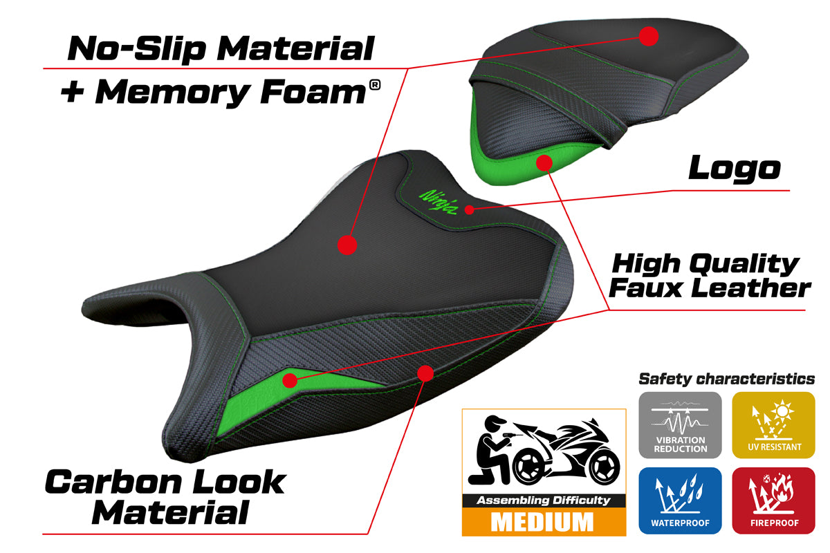 Kawasaki Ninja 400 2018-2023 Seat Cover Tappezzeria Italia Comfort in Green