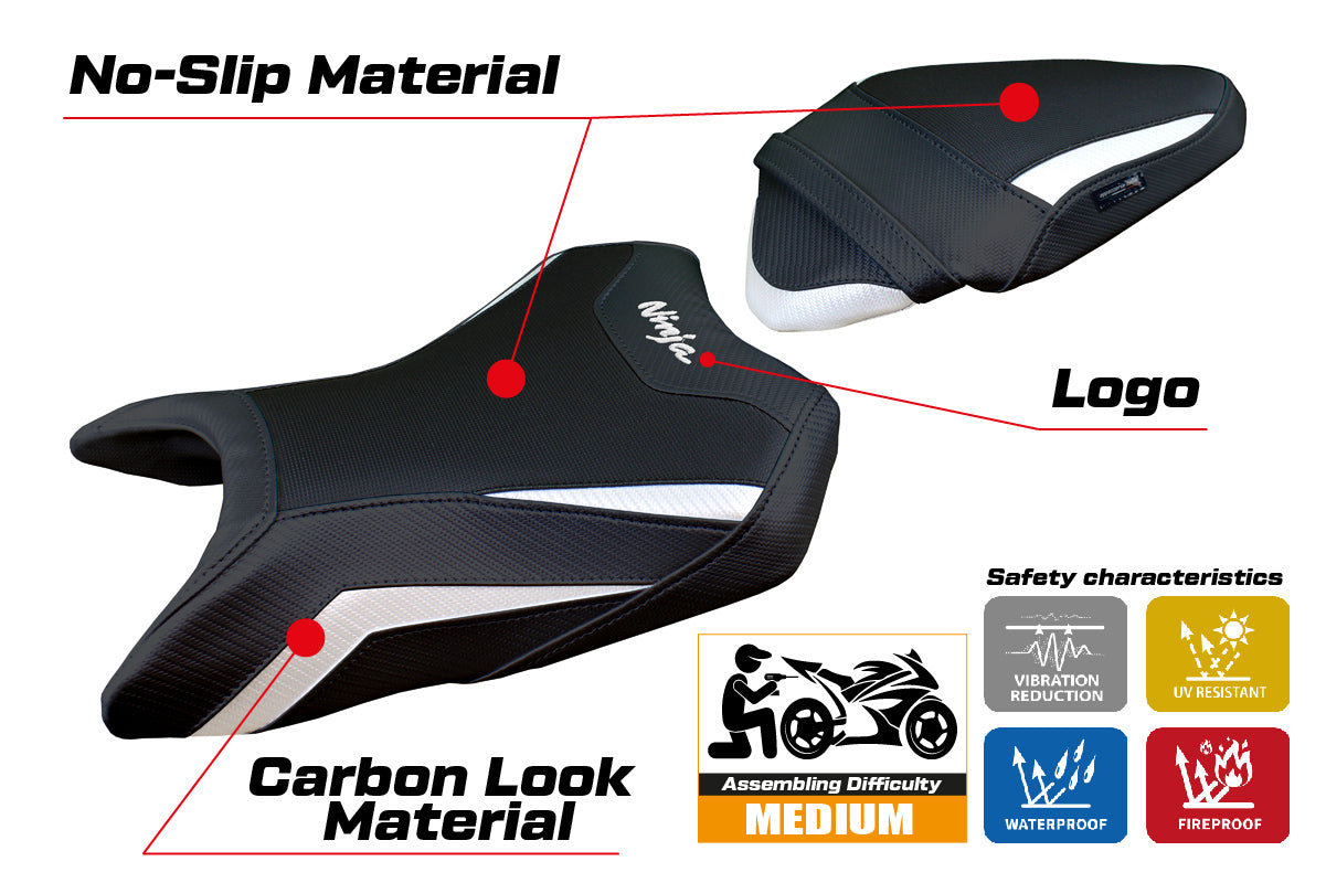 Kawasaki Ninja 500 2024-2025 Seat Cover Tappezzeria Italia in White Black
