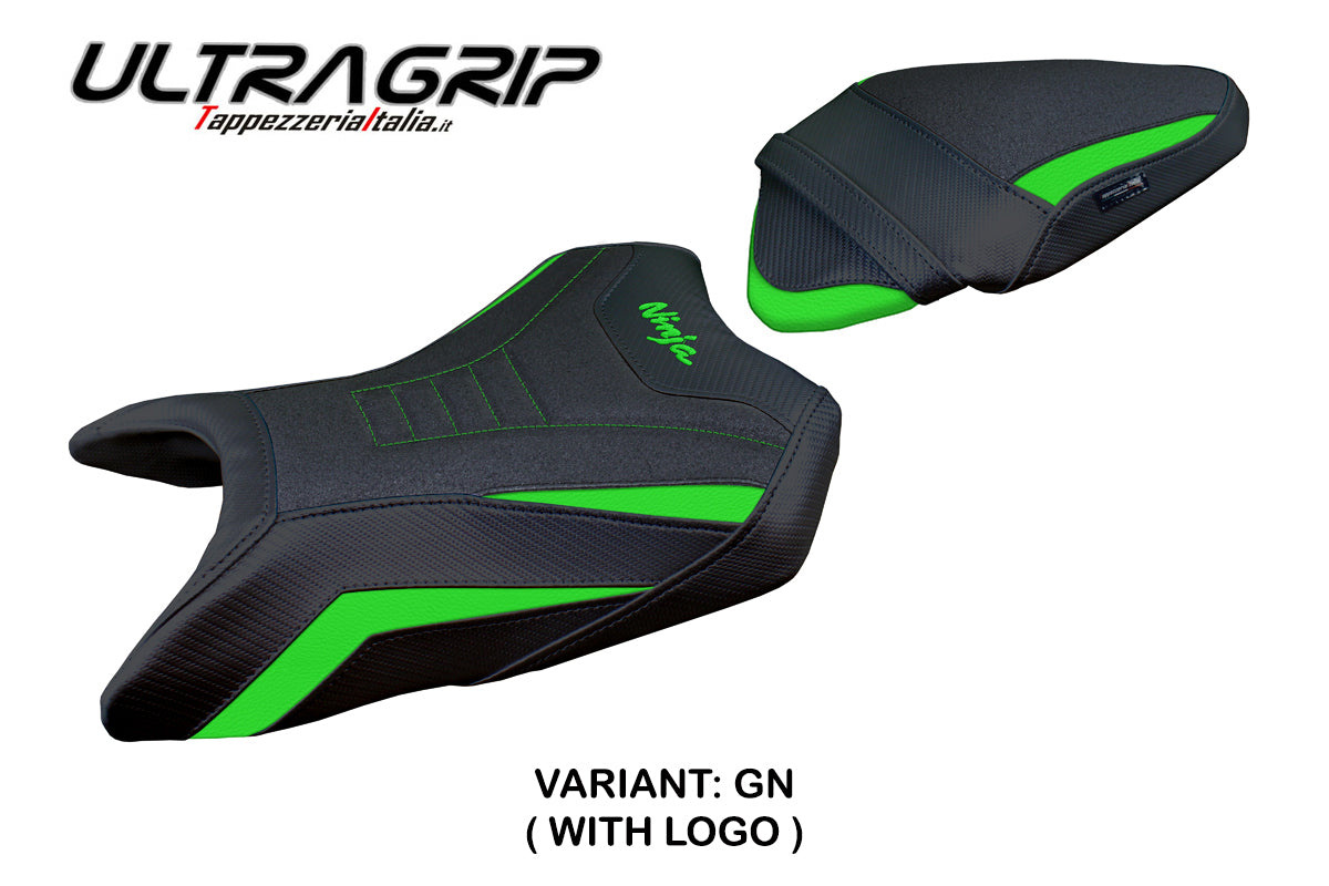 Kawasaki Ninja 500 2024-2025 Seat Cover Tappezzeria Italia Ultragrip in Green and Black
