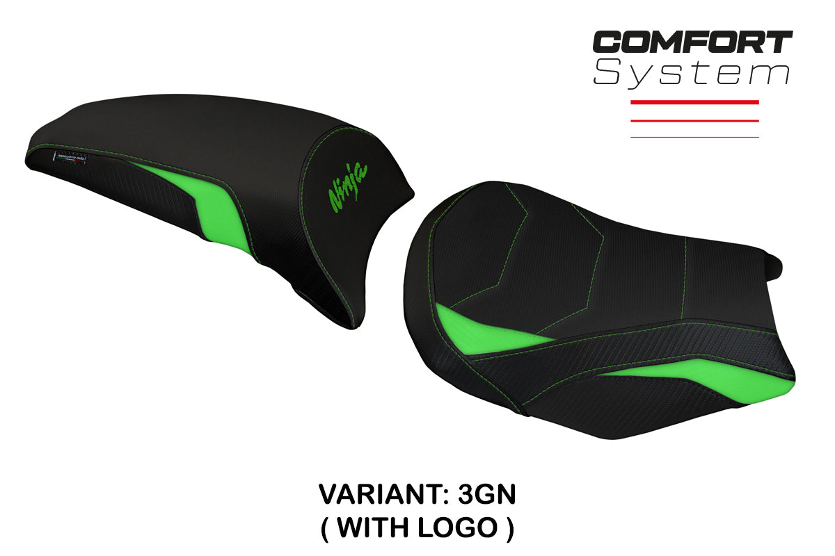 Kawasaki Ninja 650 2017-2025 Seat Cover Tappezzeria Italia Comfort in Green and Black