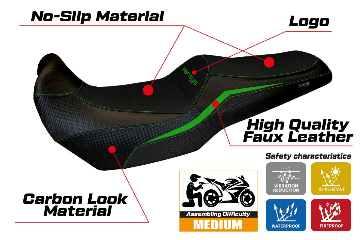 Kawasaki Versys 1100 2025 Seat Cover Tappezzeria Green Black