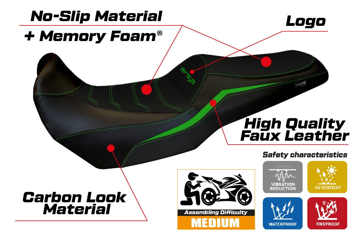 Kawasaki Versys 1100 2025 Seat Cover Tappezzeria Comfort Green Black
