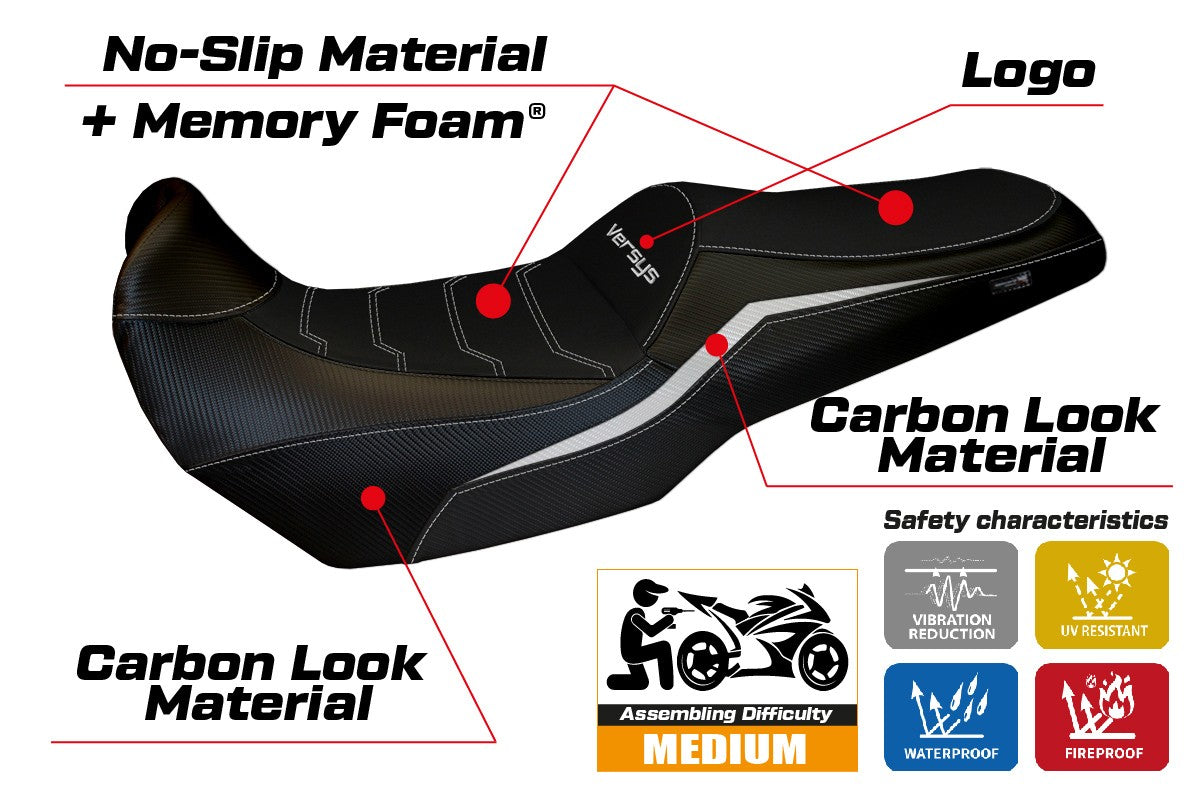 Kawasaki Versys 1100 2025 Seat Cover Tappezzeria Comfort White Black