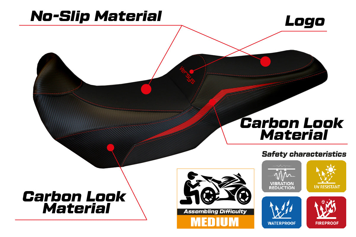 Kawasaki Versys 1000 2019-2024 Seat Cover Tappezzeria Italia in Red and Black