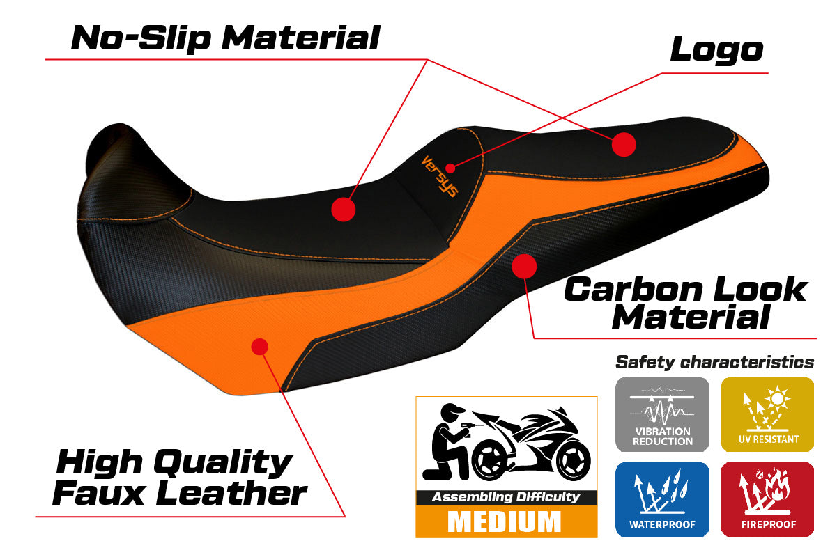 Kawasaki Versys 1000 2011-2018 Seat Cover Tappezzeria Italia in Orange and Black