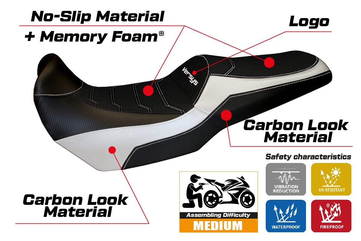 Kawasaki Versys 1000 2011-2018 Seat Cover Tappezzeria Italia Comfort in White and Black