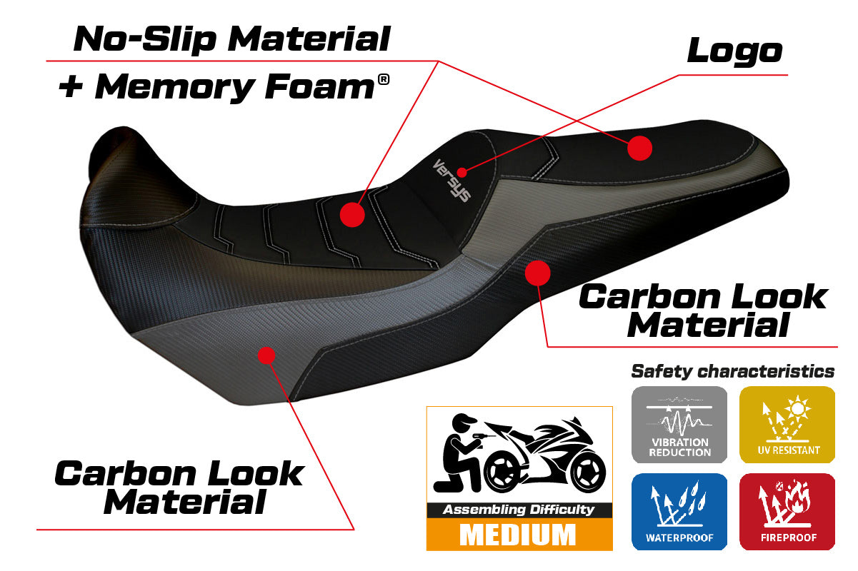 Kawasaki Versys 1000 2011-2018 Seat Cover Tappezzeria Italia Comfort in Grey and Black