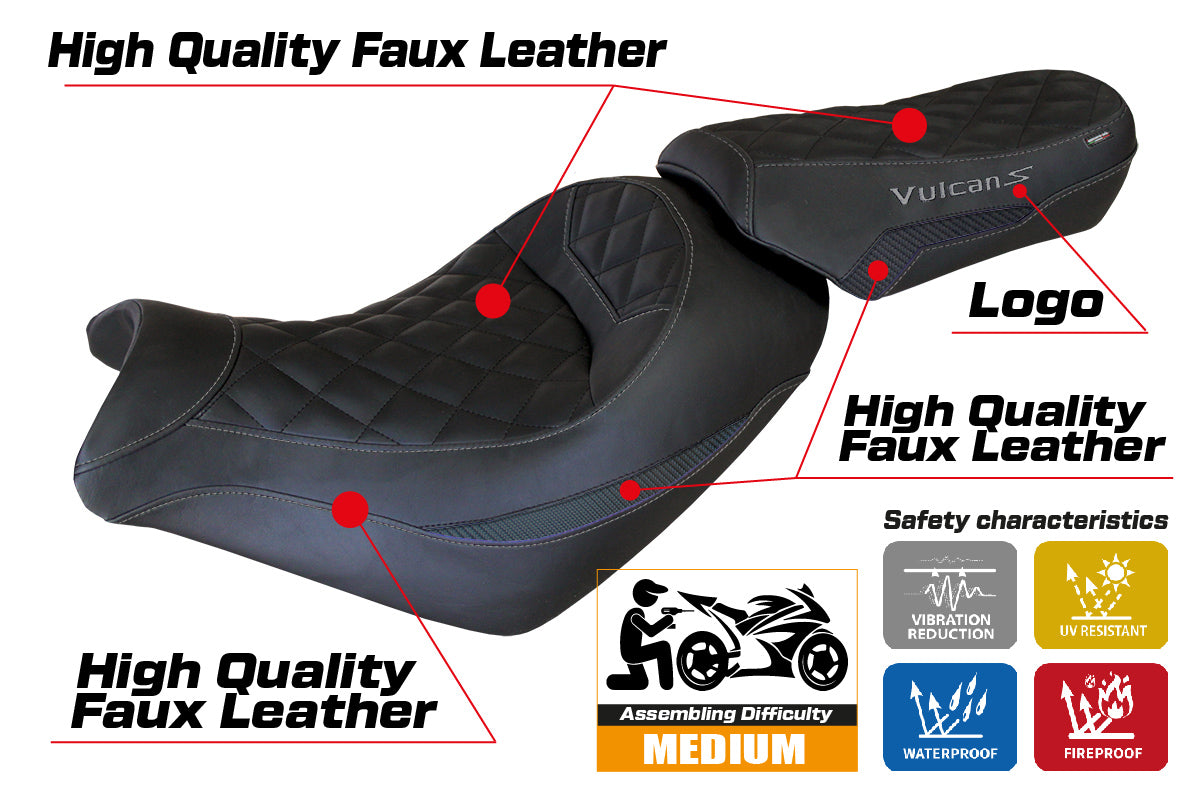 Kawasaki Vulcan 650 S 2014-2025 Seat Cover Tappezzeria Italia in Black