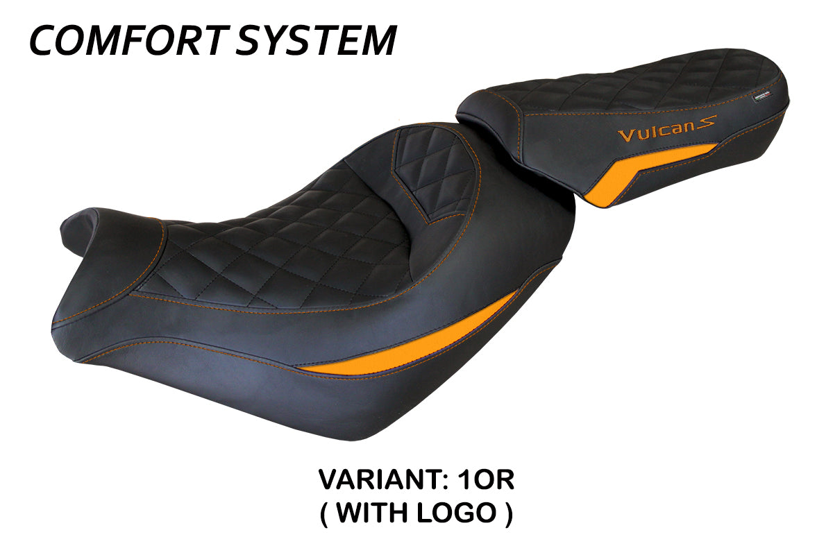 Kawasaki Vulcan 650 S 2014-2025 Seat Cover Tappezzeria Italia Comfort in Orange and Black