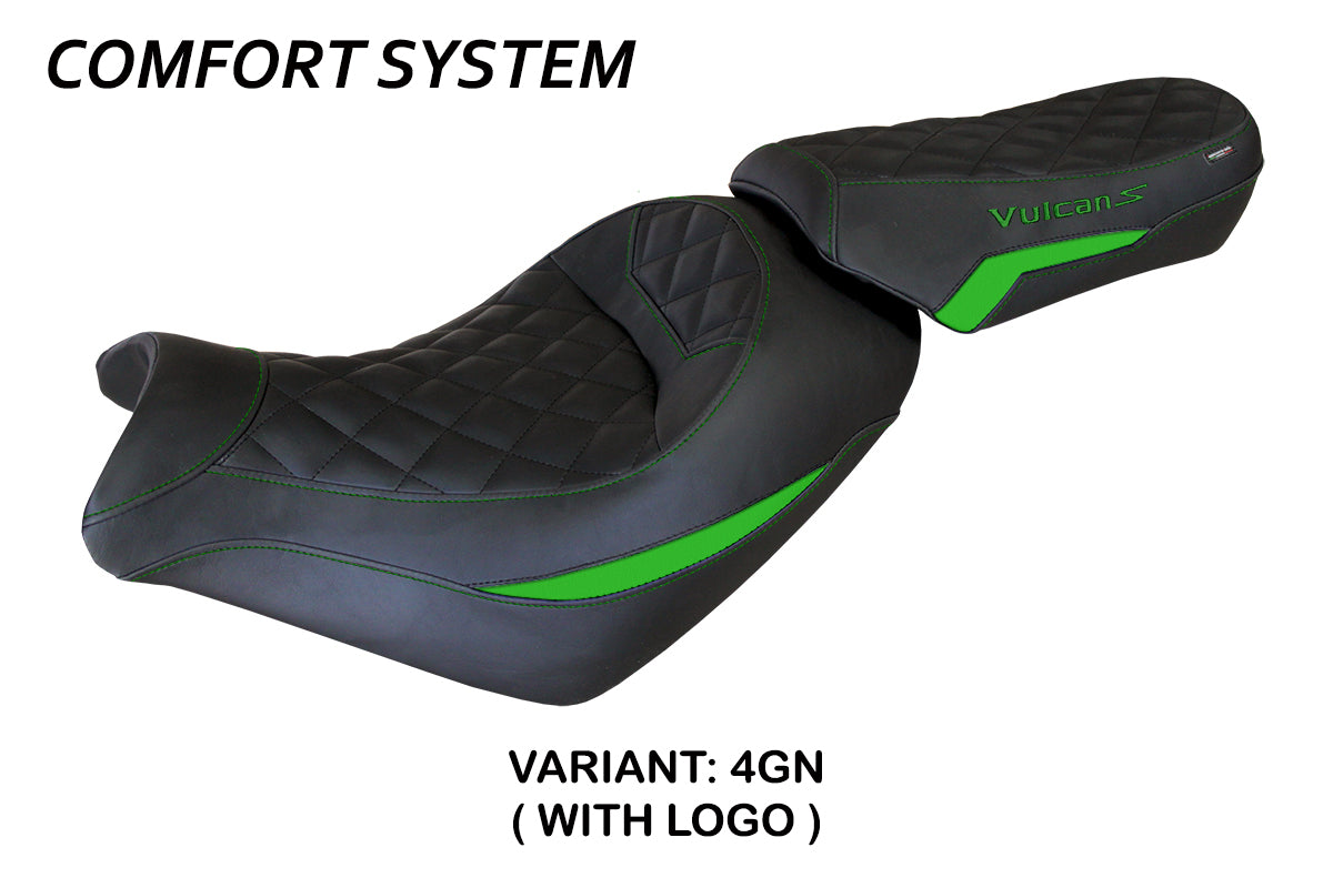 Kawasaki Vulcan 650 S 2014-2025 Seat Cover Tappezzeria Italia Comfort in Green and Black