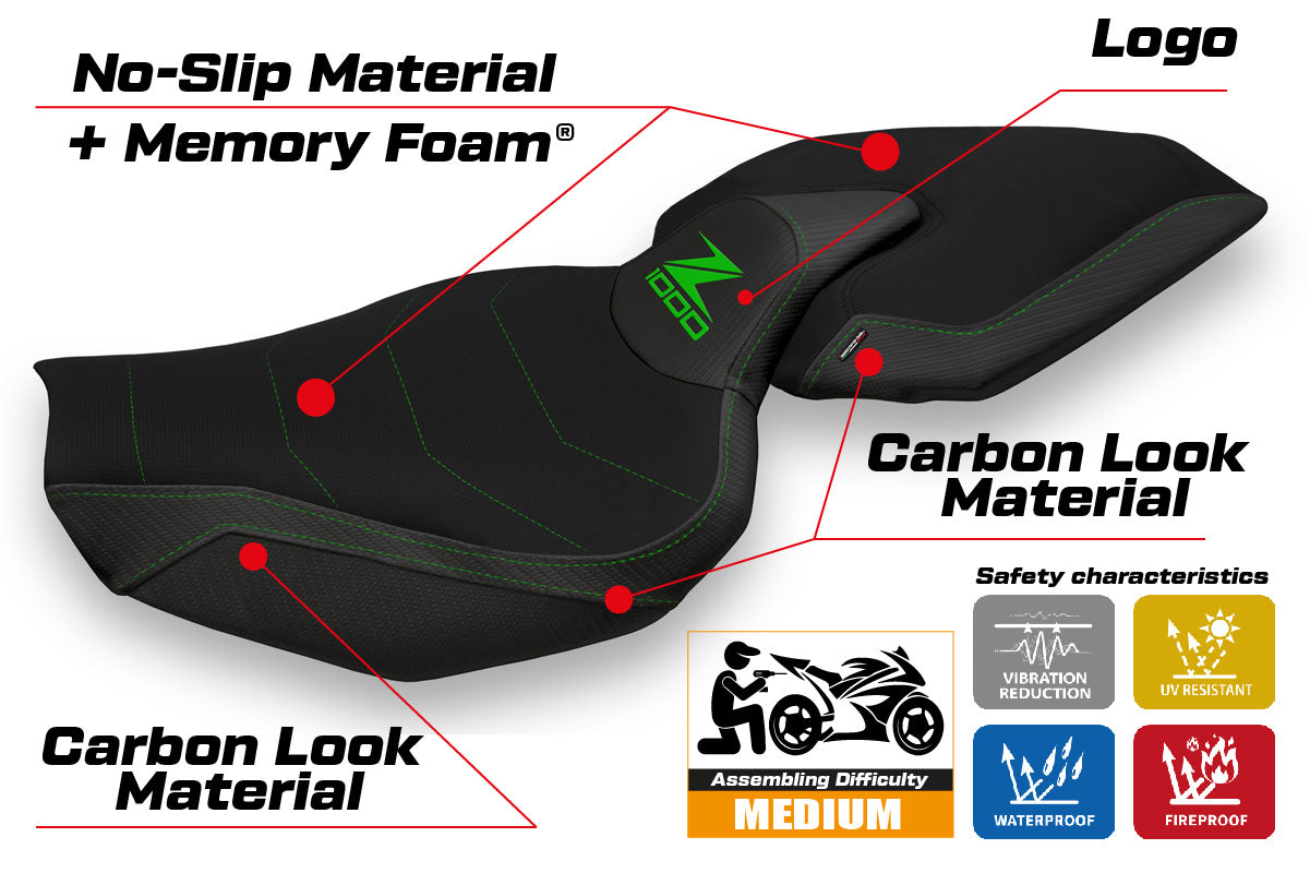 Kawasaki Z1000 2014-2021 Seat Cover Tappezzeria Italia Comfort in Black