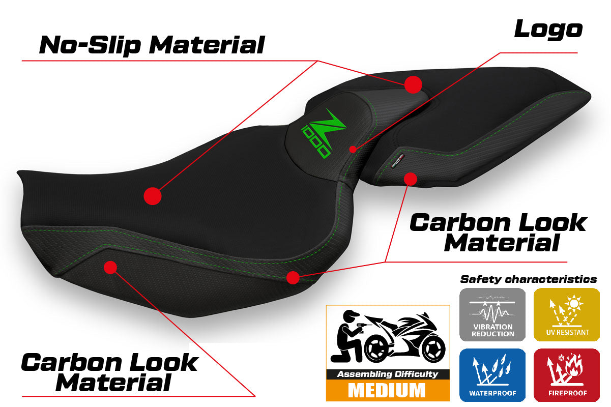 Kawasaki Z1000 2014-2021 Seat Cover Tappezzeria Italia in Black