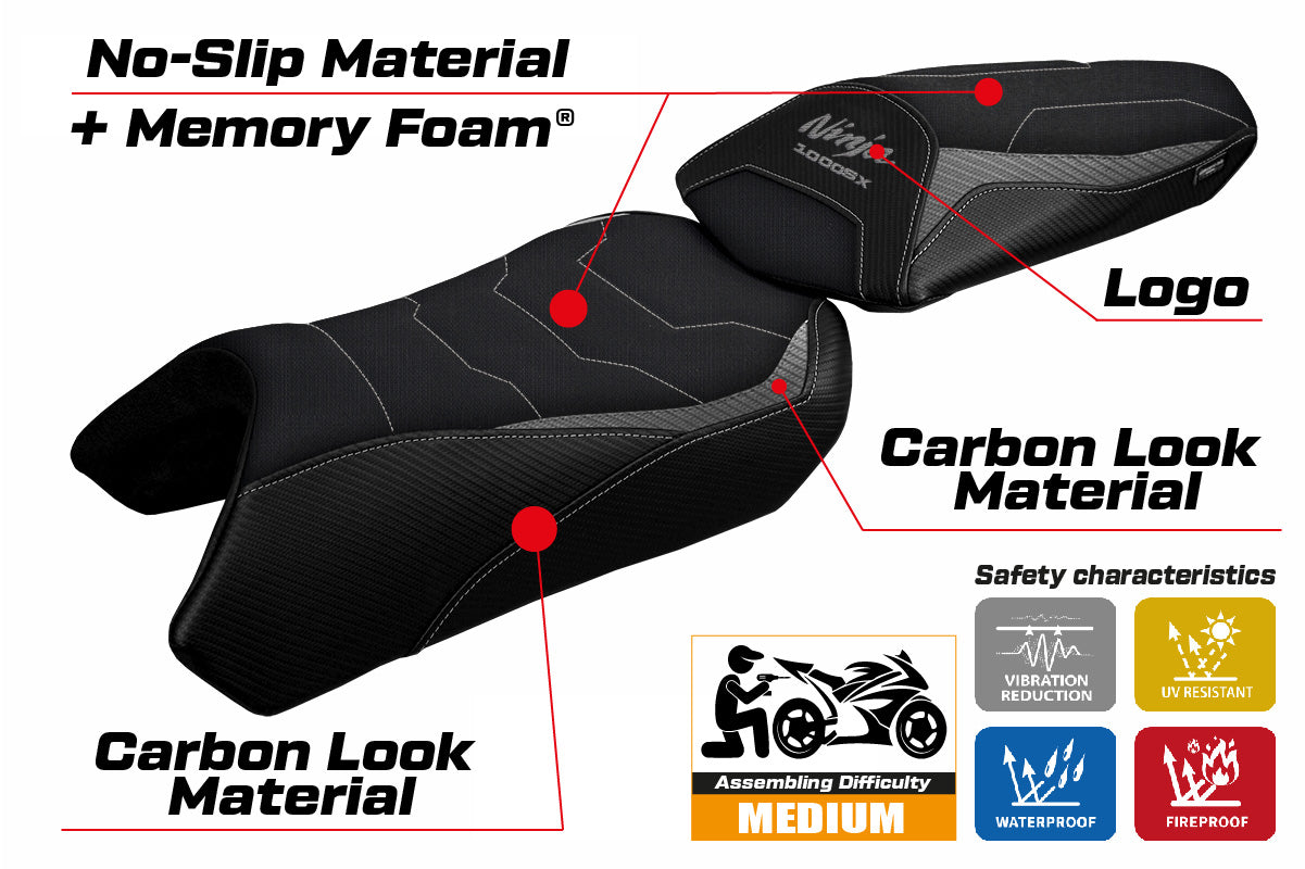 Kawasaki Ninja 1000 / 1000 SX 2020-2024 Seat Cover Tappezzeria Italia Comfort in Grey