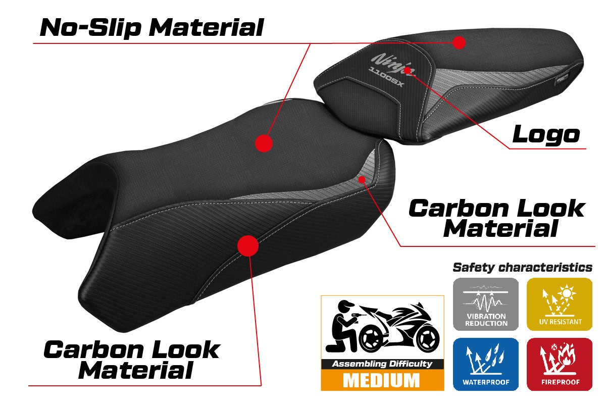 Kawasaki Ninja 1100 SX 2025 Seat Cover Tappezzeria Grey Black