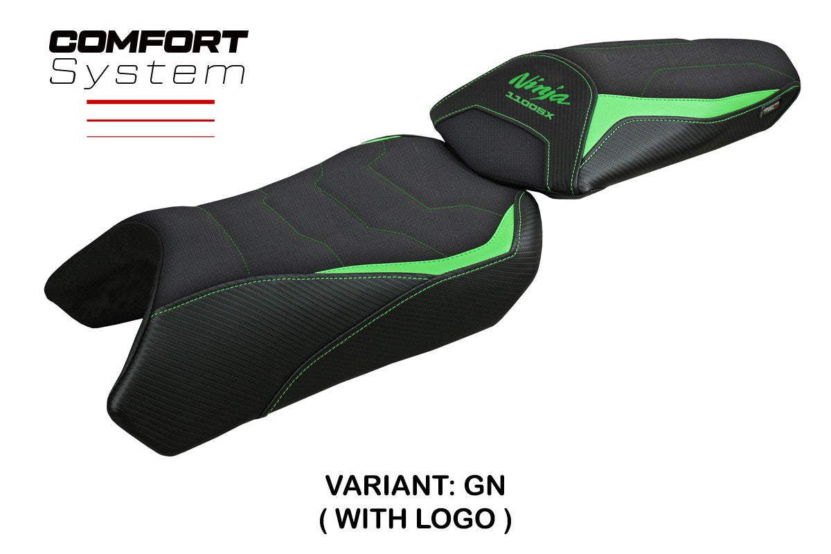 Kawasaki Ninja 1100 SX 2025 Seat Cover Tappezzeria Comfort Green Black
