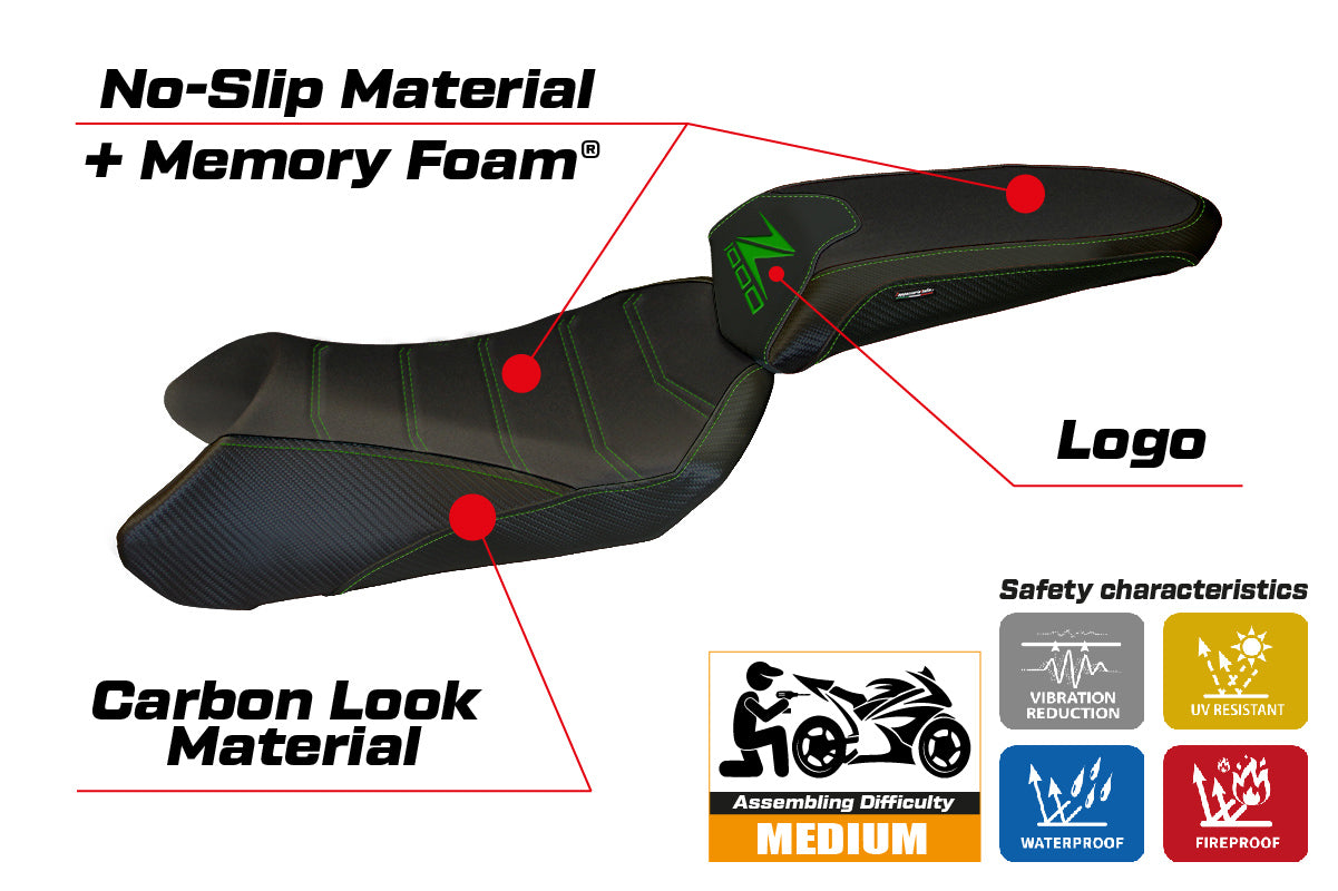 Kawasaki Ninja 1000 Z1000 SX 2011-2016 Seat Cover Tappezzeria Italia Comfort in Black