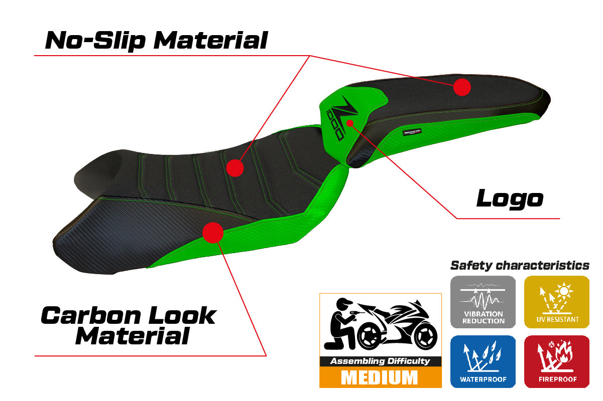 Kawasaki Ninja 1000 Z1000 SX 2011-2016 Seat Cover Tappezzeria Italia Ultragrip in Green