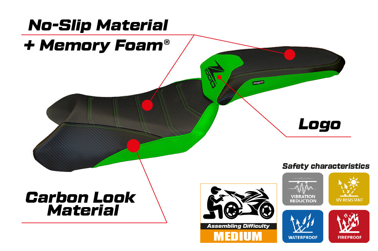 Kawasaki Ninja 1000 Z1000 SX 2017-2019 Seat Cover Tappezzeria Italia Comfort in Green
