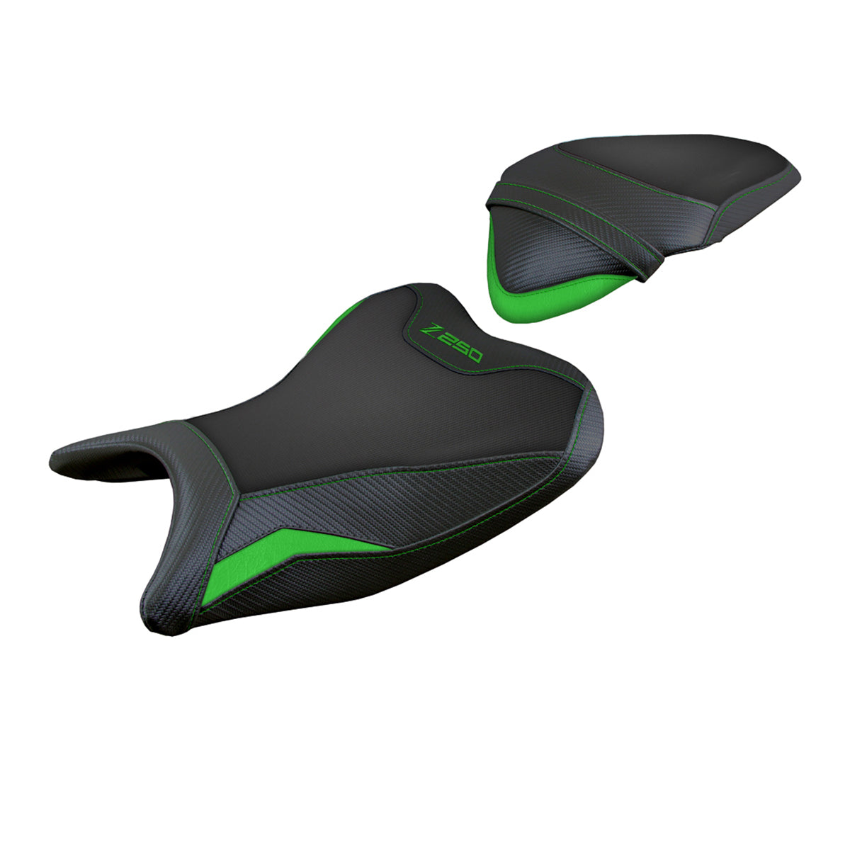 Kawasaki Z250 2019 2020 Seat Cover Tappezzeria Italia Comfort in Green and Black