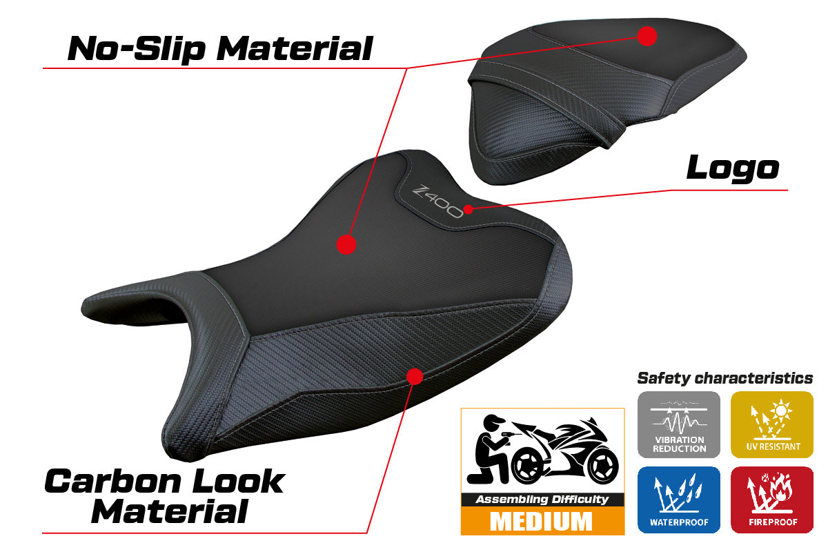 Kawasaki Z400 2018-2023 Seat Cover Tappezzeria Italia Black