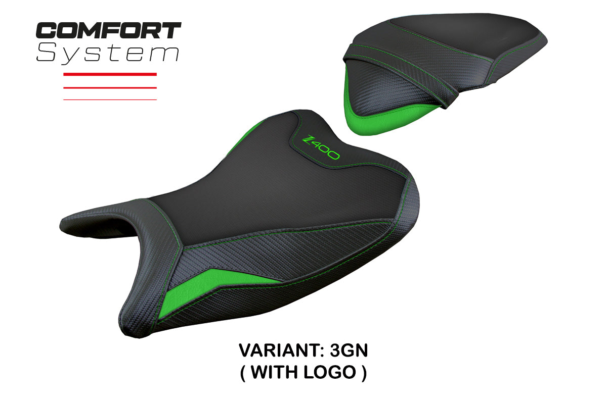 Kawasaki Z400 2018-2023 Seat Cover Tappezzeria Italia Comfort Green Blk