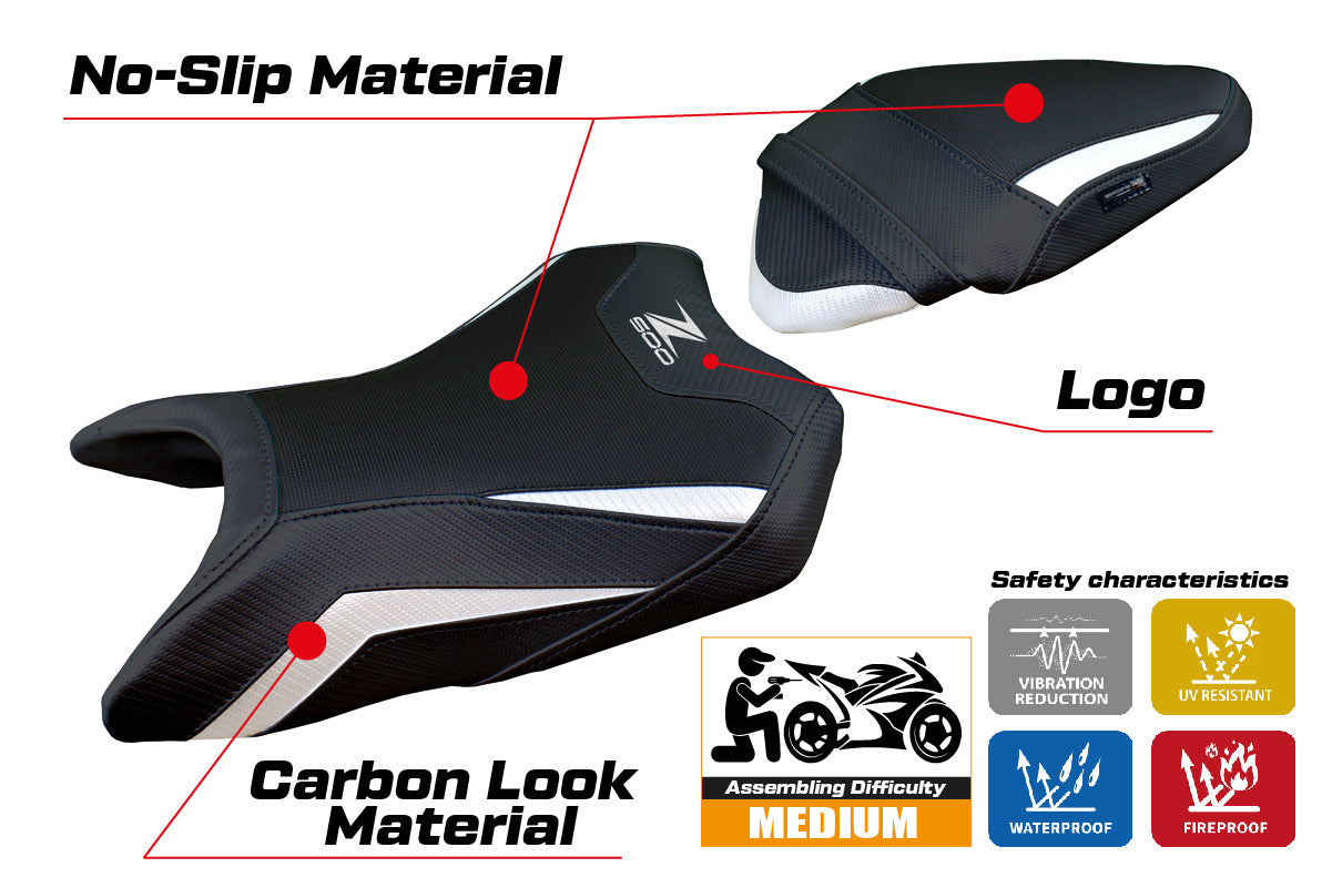 Kawasaki Z500 2024-2025 Seat Cover Tappezzeria Italia in White and Black