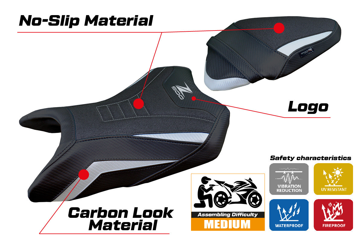 Kawasaki Z500 2024-2025 Seat Cover Tappezzeria Italia Ultragrip in Silver and Black