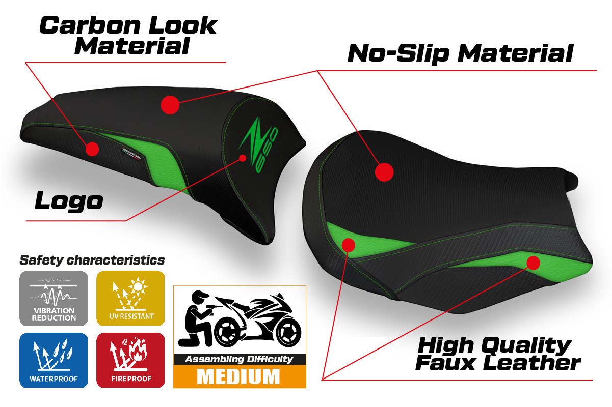 Kawasaki Z650 2017-2025 Seat Cover Tappezzeria Italia in Green Black