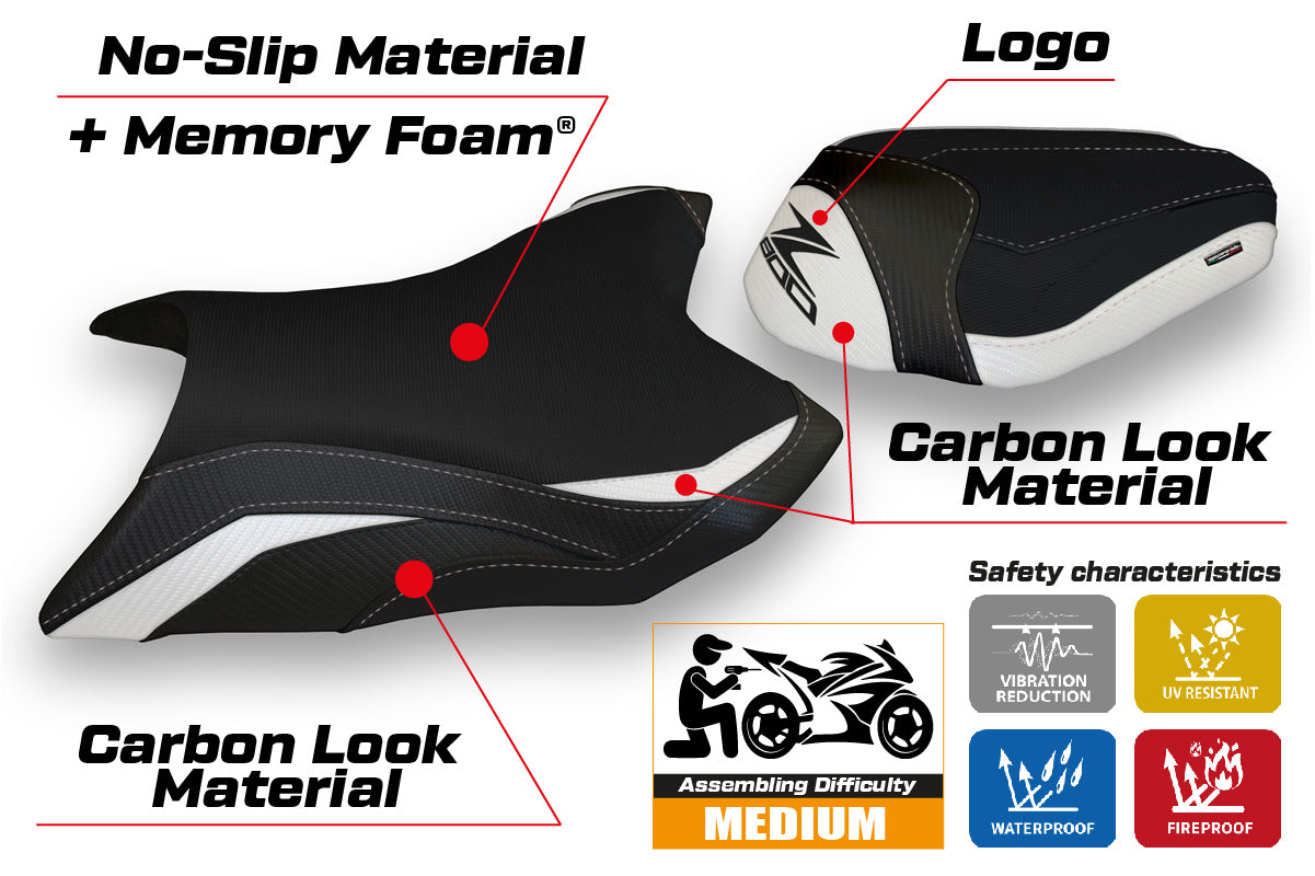 Kawasaki Z800 2013-2016 Seat Cover Tappezzeria Italia Comfort in White and Black