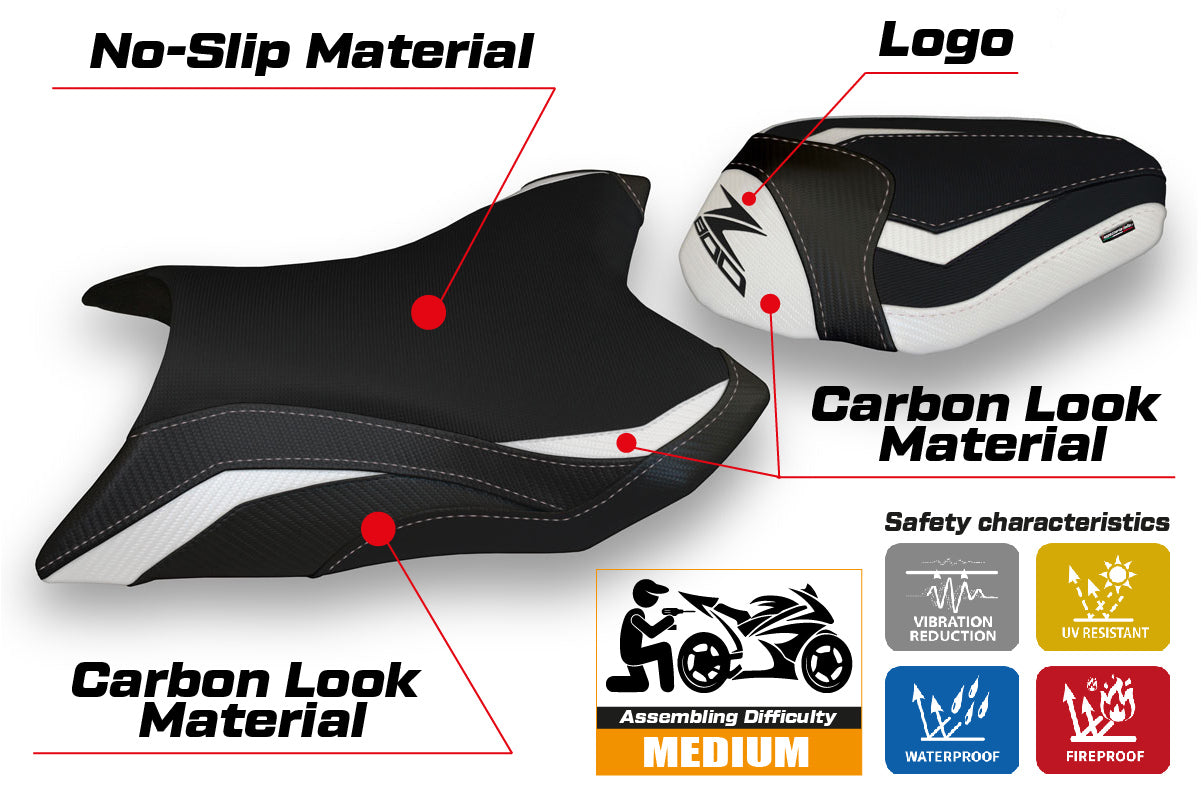 Kawasaki Z800 2013-2016 Seat Cover Tappezzeria Italia in White Black