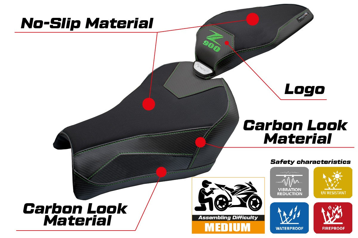 Kawasaki Z900 2025 Seat Cover Tappezzeria Black Green