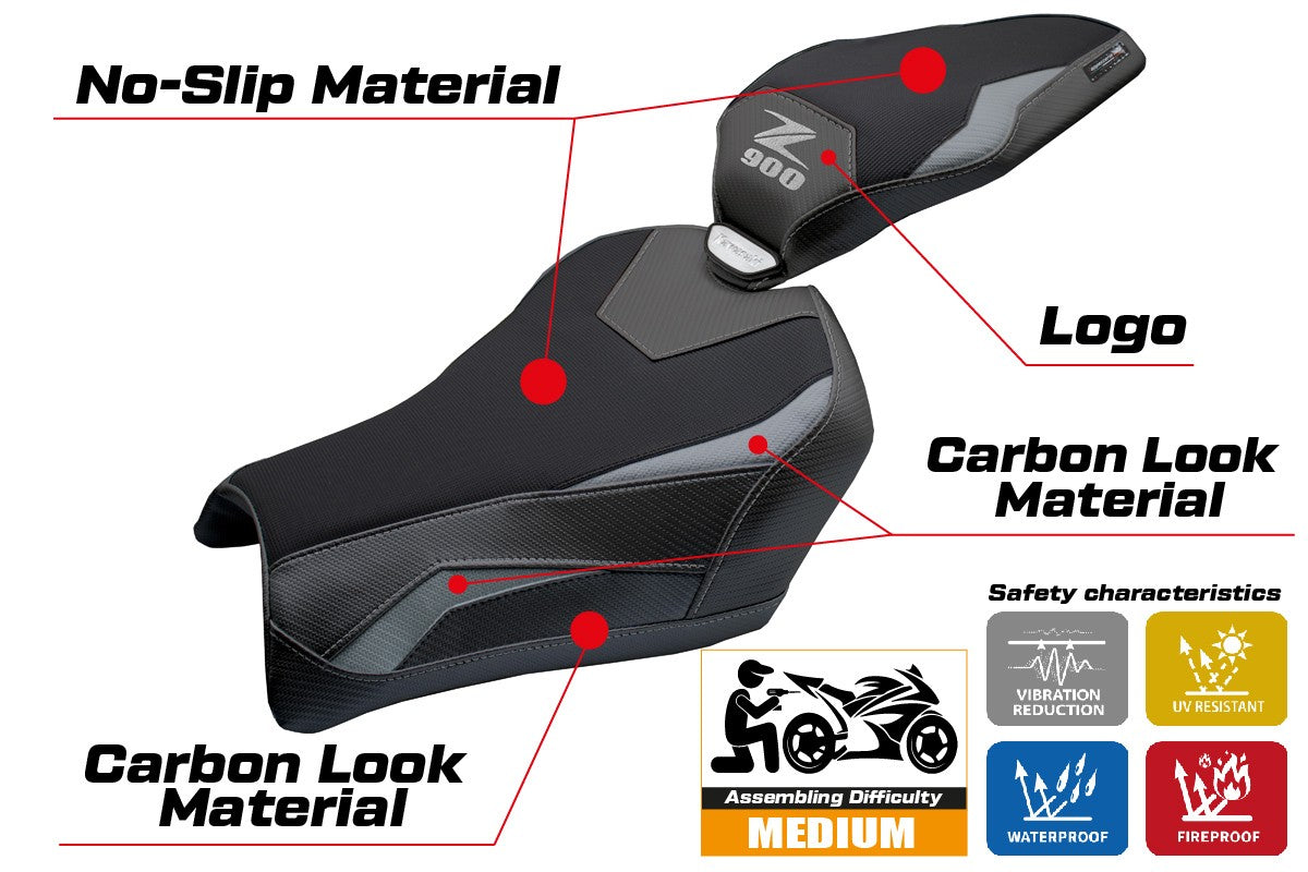 Kawasaki Z900 2025 Seat Cover Tappezzeria Grey Black