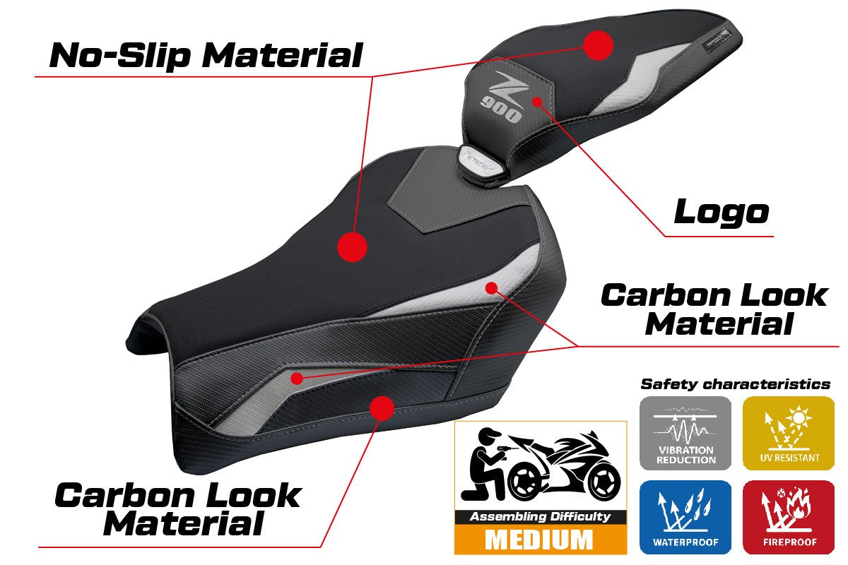 Kawasaki Z900 2025 Seat Cover Tappezzeria Silver Black