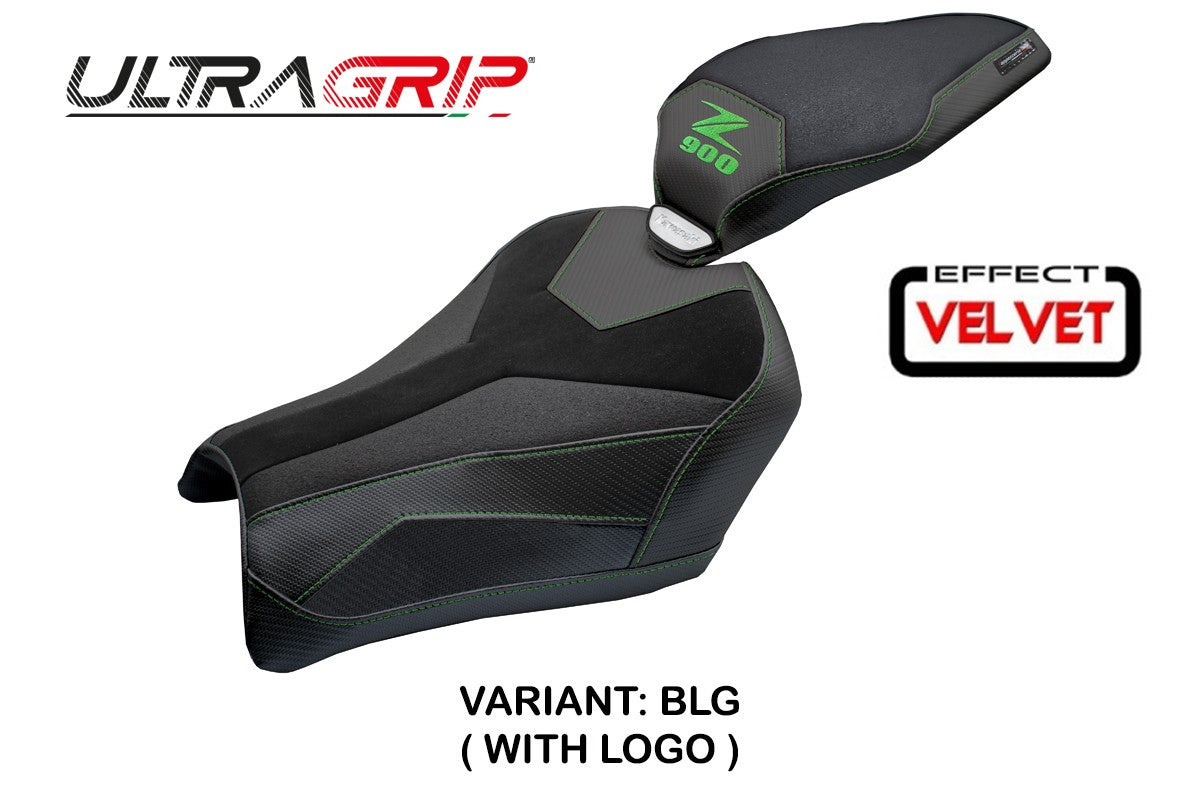 Kawasaki Z900 2025 Seat Cover Tappezzeria Velvet Ultragrip Black Green