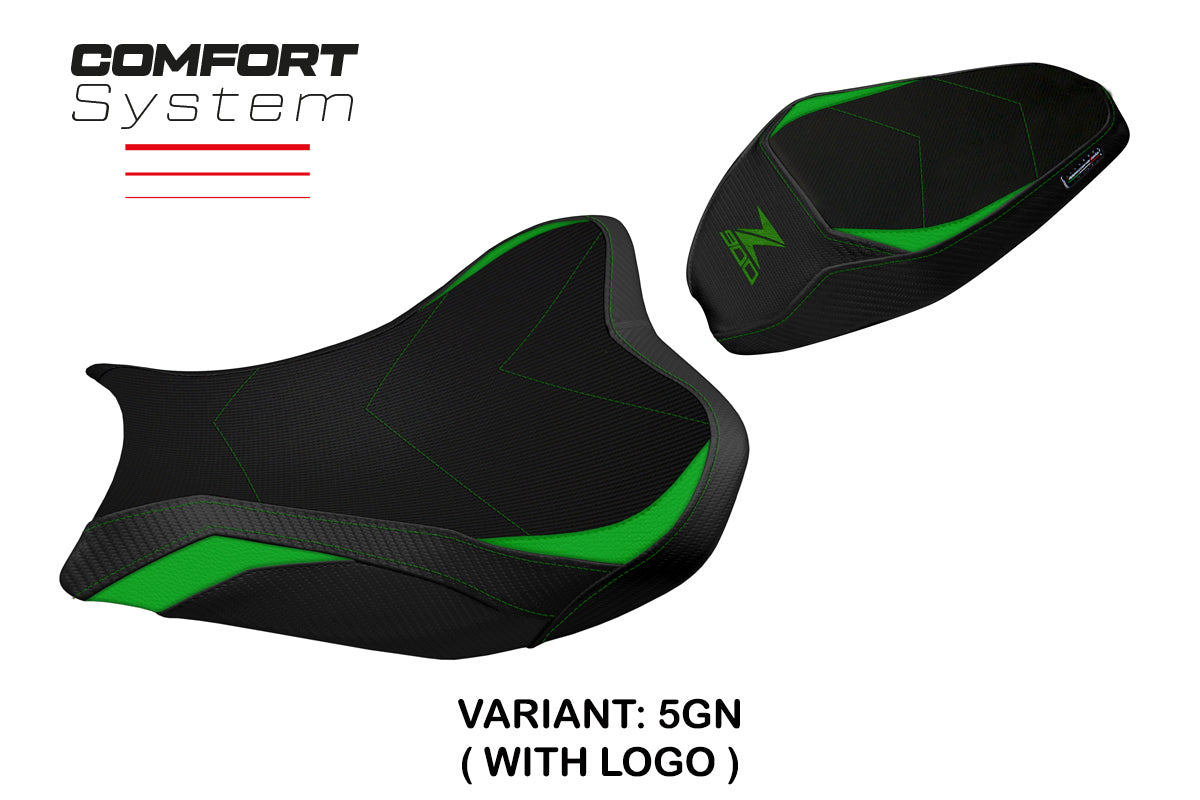 Kawasaki Z900 2017-2024 Seat Cover Tappezzeria Italia Comfort in Green and Black