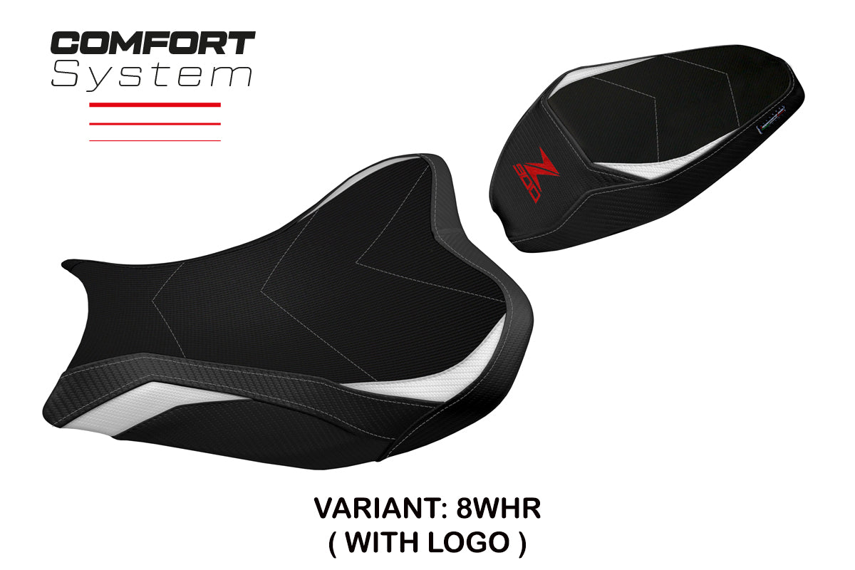 Kawasaki Z900 2017-2024 Seat Cover Tappezzeria Italia Comfort in White Red and Black