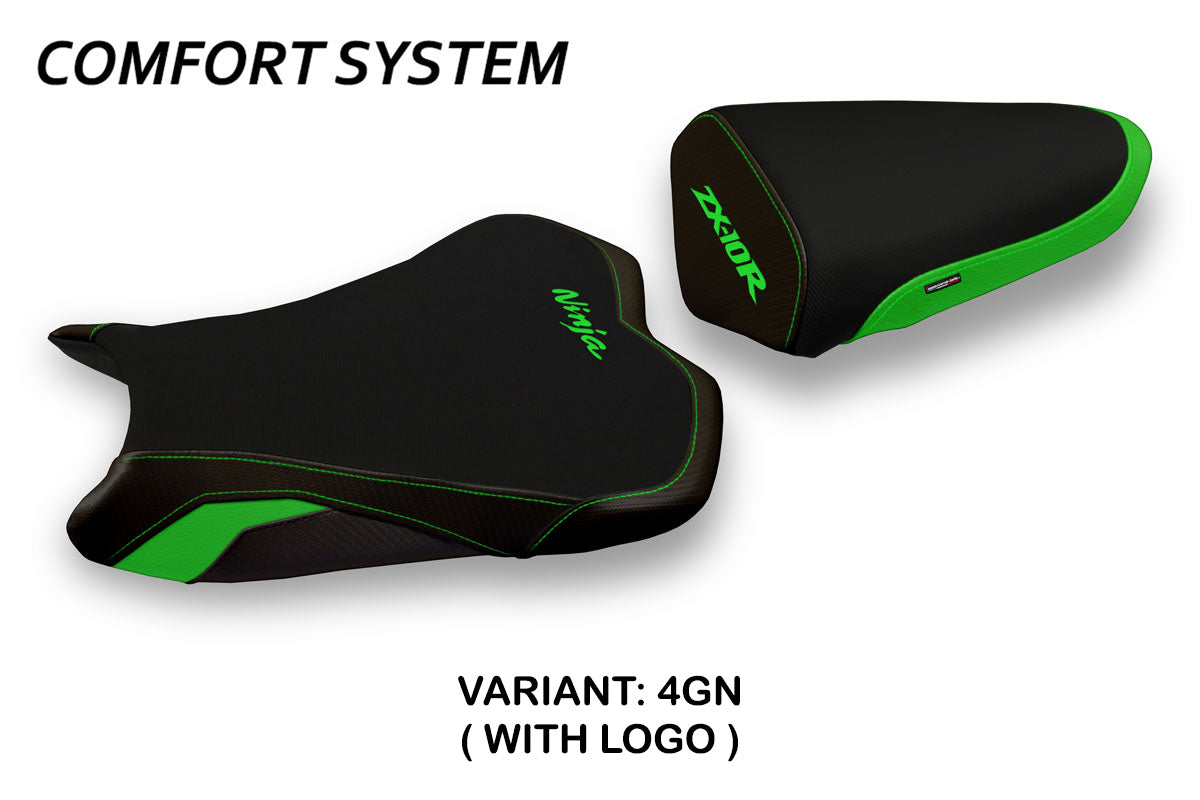 Kawasaki Ninja ZX10R 2008-2010 Seat Cover Tappezzeria Italia Comfort in Green and Black