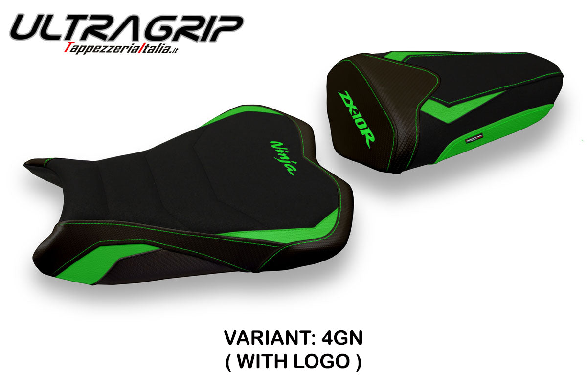 Kawasaki Ninja ZX10R 2008-2010 Seat Cover Tappezzeria Italia Ultragrip in Green and Black
