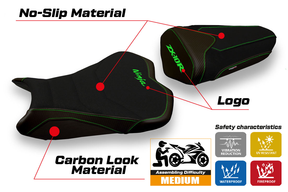 Kawasaki Ninja ZX10R 2008-2010 Seat Cover Tappezzeria Italia Ultragrip in Black