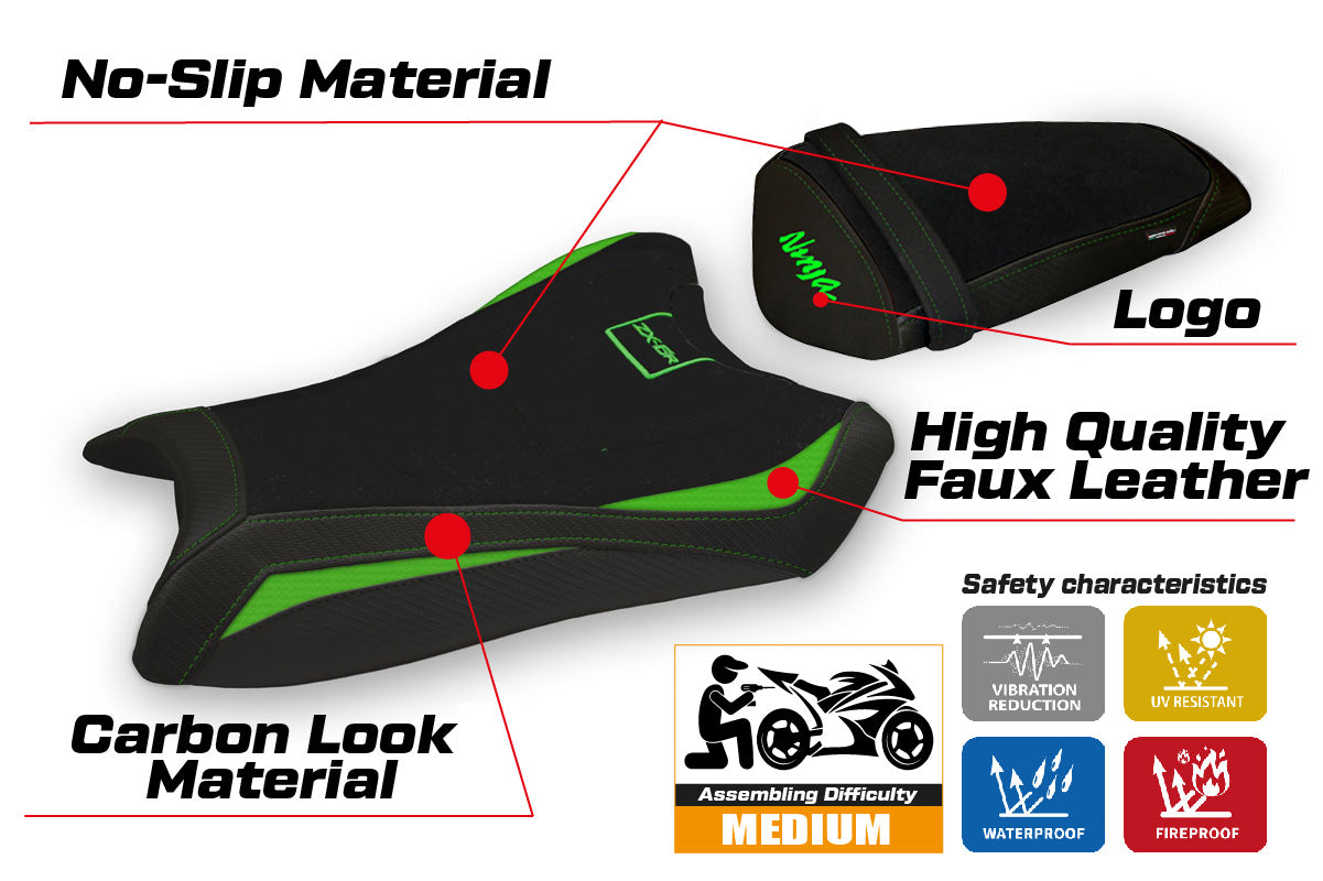 Kawasaki Ninja ZX10R 2011-2015 Seat Cover Tappezzeria Italia in Green