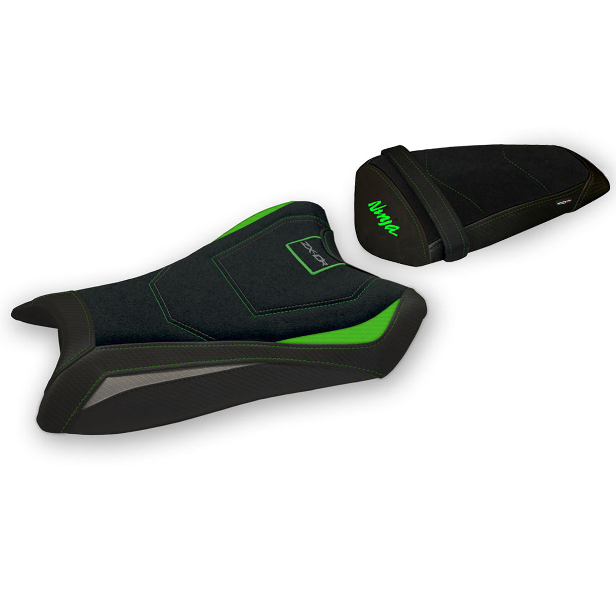 Kawasaki Ninja ZX10R 2011-2015 Seat Cover Tappezzeria Italia Ultragrip in Green and Grey